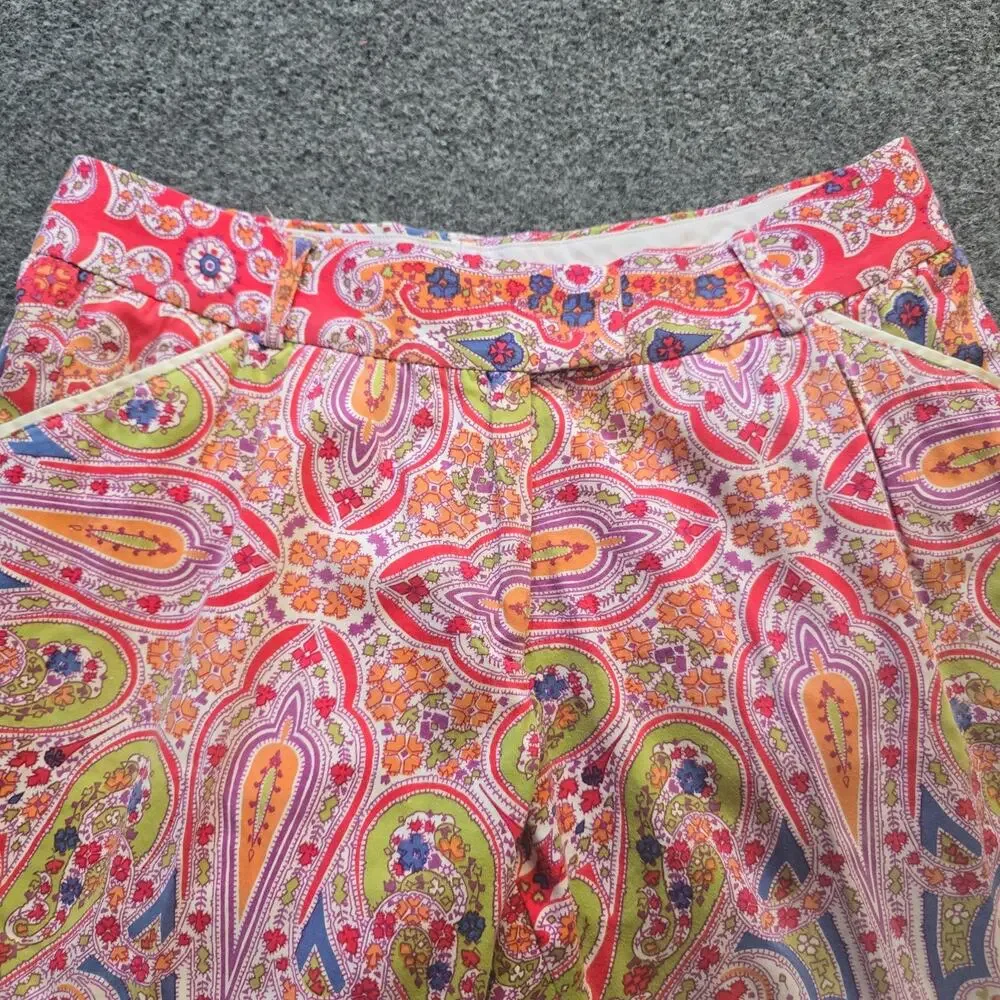 Peter Millar Shorts Women Size 6 Pink Orange Paisley 10 Inch Golf Bermuda Casual